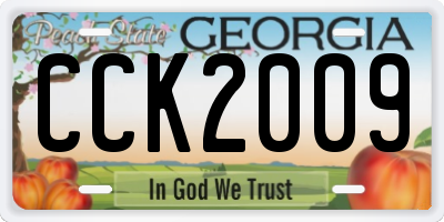 GA license plate CCK2009