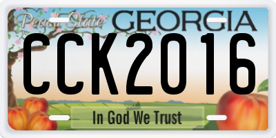 GA license plate CCK2016
