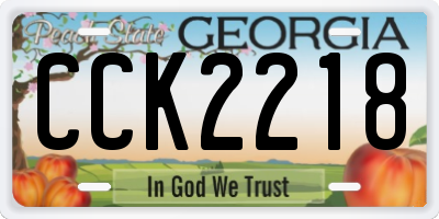 GA license plate CCK2218
