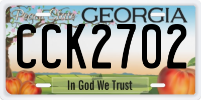 GA license plate CCK2702