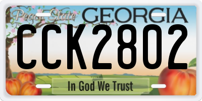 GA license plate CCK2802