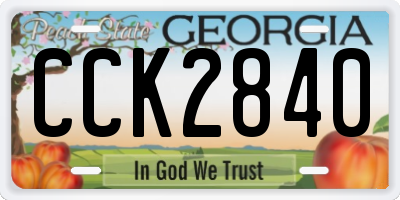 GA license plate CCK2840