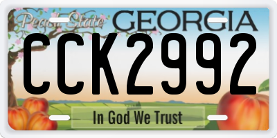 GA license plate CCK2992