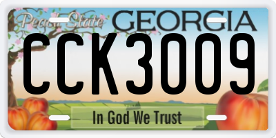 GA license plate CCK3009