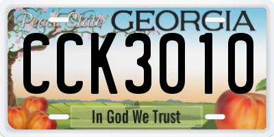 GA license plate CCK3010
