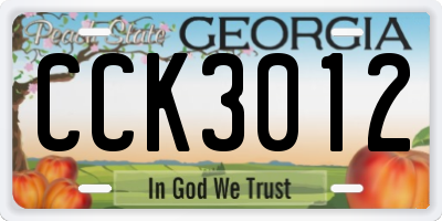 GA license plate CCK3012