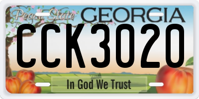 GA license plate CCK3020