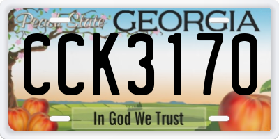 GA license plate CCK3170