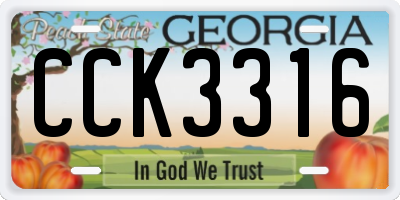 GA license plate CCK3316