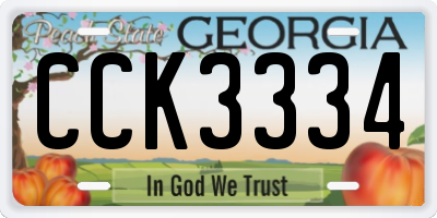 GA license plate CCK3334