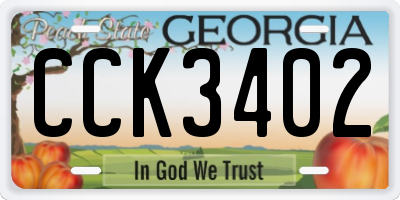 GA license plate CCK3402