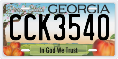 GA license plate CCK3540