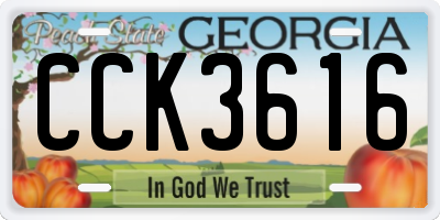 GA license plate CCK3616