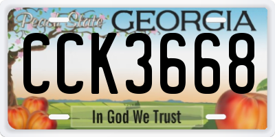 GA license plate CCK3668