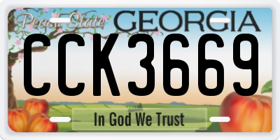 GA license plate CCK3669