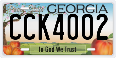 GA license plate CCK4002