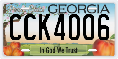 GA license plate CCK4006