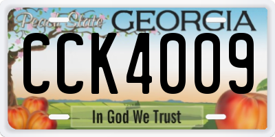 GA license plate CCK4009