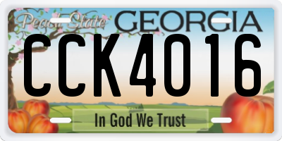 GA license plate CCK4016