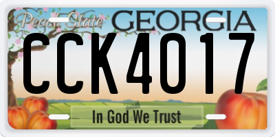 GA license plate CCK4017