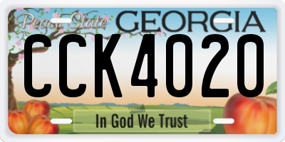 GA license plate CCK4020
