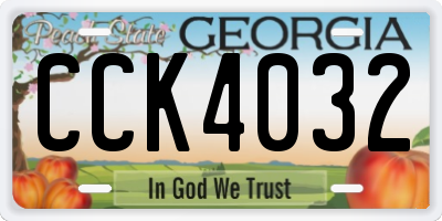 GA license plate CCK4032