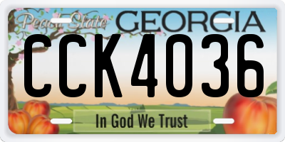 GA license plate CCK4036