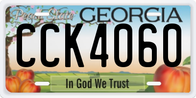 GA license plate CCK4060