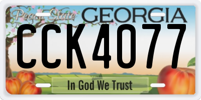 GA license plate CCK4077