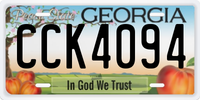 GA license plate CCK4094