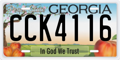 GA license plate CCK4116