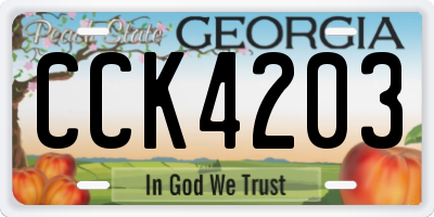 GA license plate CCK4203