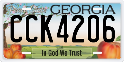 GA license plate CCK4206
