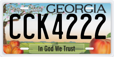 GA license plate CCK4222