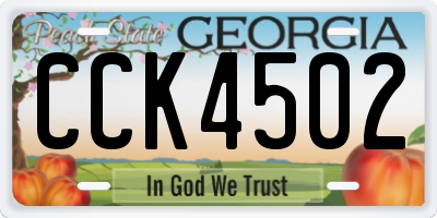 GA license plate CCK4502