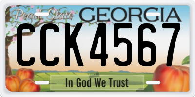 GA license plate CCK4567