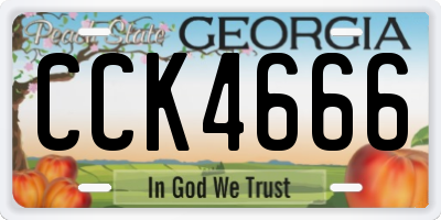 GA license plate CCK4666
