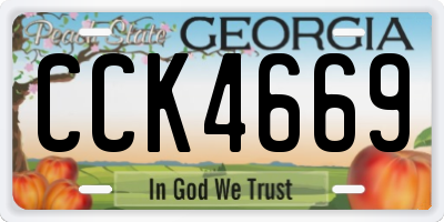 GA license plate CCK4669
