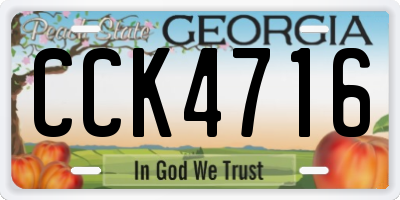 GA license plate CCK4716