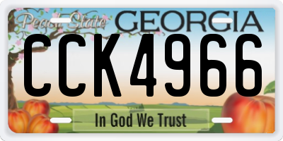 GA license plate CCK4966