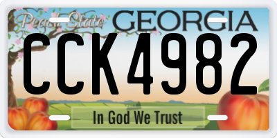 GA license plate CCK4982