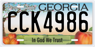 GA license plate CCK4986