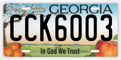 GA license plate CCK6003