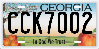 GA license plate CCK7002