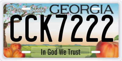 GA license plate CCK7222