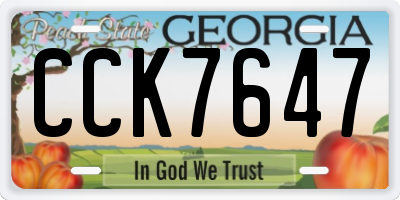 GA license plate CCK7647