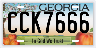 GA license plate CCK7666