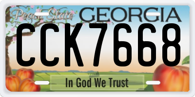 GA license plate CCK7668