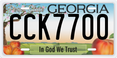 GA license plate CCK7700