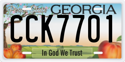 GA license plate CCK7701